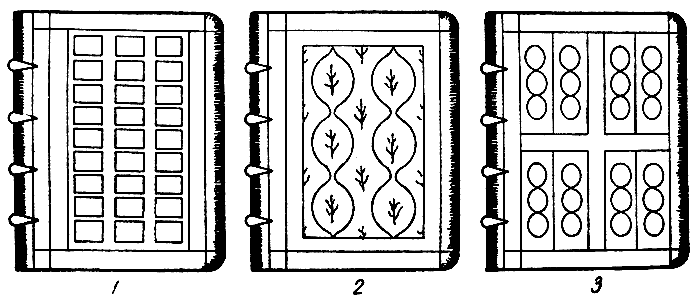 Типичные схемы планировки крышек западных переплётов XIV-XVI вв.